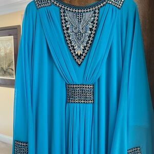 NWOT Elegant Blue Embellished Women's Caftan
